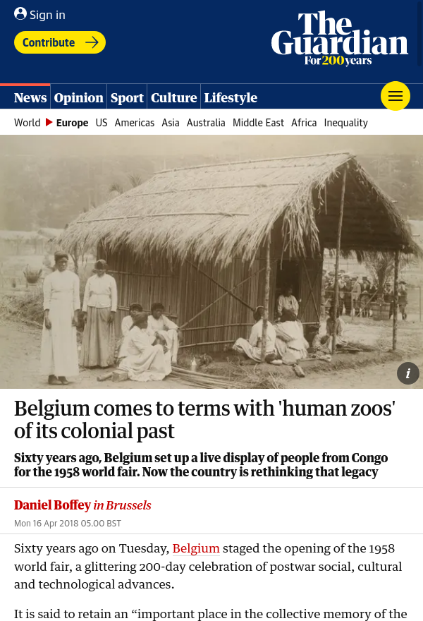 Belgium comes to terms with Human Zoos of its colonial past